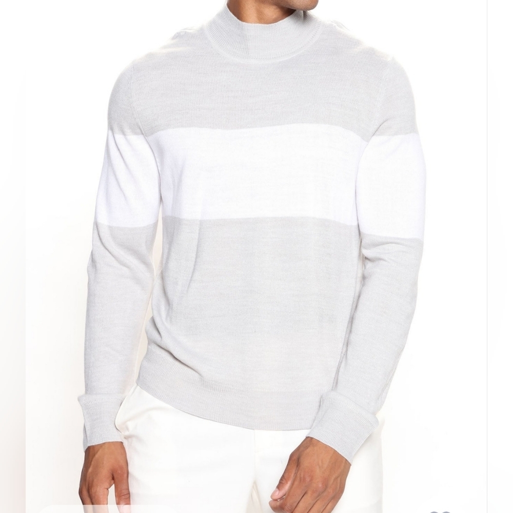 Gray & White Striped Sweater